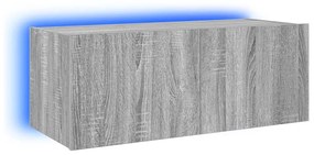 837291 vidaXL Стенен ТВ шкаф с LED осветление, сив сонома, 80x35x31 см