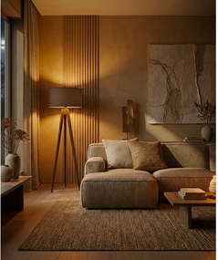 Черна/кафява подова лампа с текстилен абажур (височина 153 cm) Tripod – Opviq lights