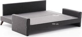 Антрацитен разтегателен диван 208 cm Bella – Balcab Home
