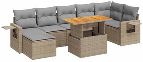 3327181 vidaXL Градински диван с възглавници, 8 части, бежов полиратан