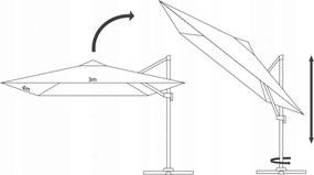 Сив градински чадър със стойка 3 x 4 м