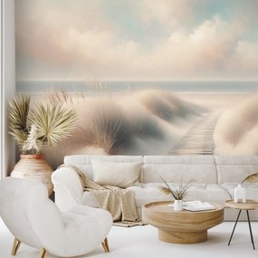 Тапет – Пясъчен плаж с дървена пътека