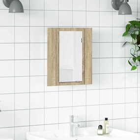 804951 vidaXL Шкаф с LED огледало за баня, дъб сонома, 40x12x45 см, акрил
