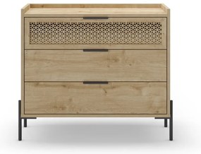 Нисък скрин с дъбов декор в естествен цвят 90x80 cm Inca - Marckeric