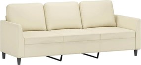 359339 vidaXL 3-местен диван, кремав, 180 см, изкуствена кожа