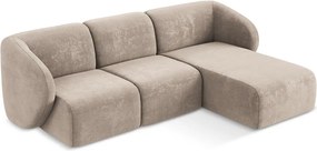 Светлокафяв шенилов ъглов диван (десен ъгъл) Lani – Makamii