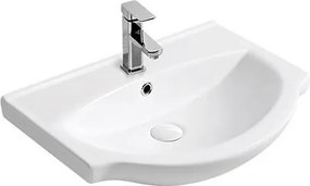 Мивка за баня 5615, Inter Ceramic, монтаж върху мебел, порцелан, бял гланц, 56х15х42см