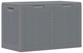 364060 vidaXL Градинска кутия за съхранение, сива, PP ратан, 180 л