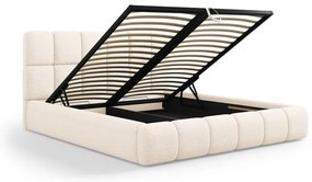 Кремаво двойно легло 200x200 cm тапицирано с място за съхранение с включена подматрачна рамка Bellis – Micadoni Home