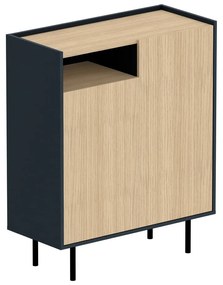 Шкаф за обувки в дъбов декор в черен и естествен цвят Sienna - TemaHome