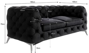 Черен кадифен диван 185 cm Chelsea – Ropez