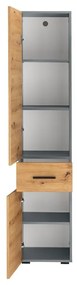 Висок/тесен шкаф за баня от декор от дъб в естествен цвят 180x35 cm Malika – Støraa