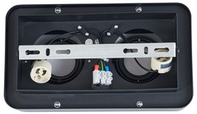 Заоблен повърхностно монтиран прожектор черен 2-лампи въртящ се и накланящ се - Dox