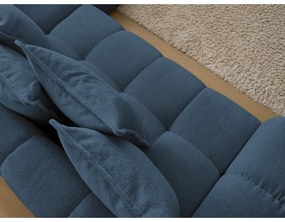 Тъмносин шенилов сгъваем/с място за съхранение ъглов диван (десен ъгъл/L форма) Everest – Bobochic Paris