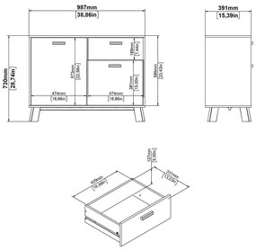Скрин от дъбов декор в бял и естествен цвят 99x73x39 cm Ikast – Tvilum