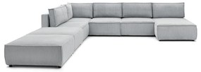 Светлосив променлив велурен U-образен ъглов диван Nihad modular - Bobochic Paris