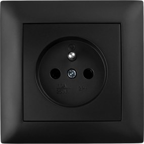 Единичен контакт със заземяване и рамка OSTE JNH001-G Black