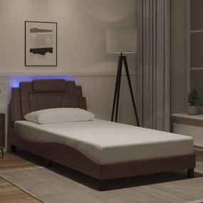 3214003 vidaXL Рамка за легло Viana с LED без матрак, кафява, 100x200 см