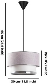 Сиво и сребристо висящо осветително тяло с текстилен абажур ø 30 cm Cake – Opviq lights