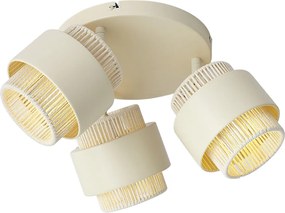 Модерен таванен прожектор бежов с въже 3 светлини въртящ се и накланящ се - Kora