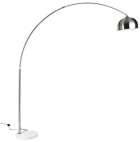 Подова лампа с арка от стомана с бяла мраморна основа с стоманен абажур - Arc XXL