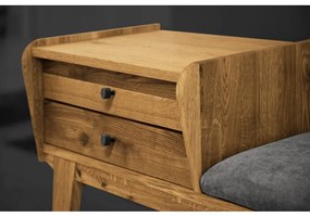 Пейка с чекмеджета от дъбова дървесина със светлосива седалка Retro - The Beds