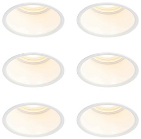 Комплект от 6 вградени прожектора бели GU10 50mm IP44 - Dept