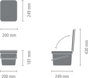 Кош за разделно събиране на боклук Brabantia Sort&Go 1003233, 6 л, Дръжка, Възможност за стенен монтаж, Тъмнозелен