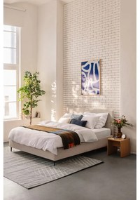 Бежово тапицирано двойно легло с матрак и решетка 160x200 cm Noira Slim - Bonami Selection