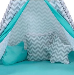 Детска палатка Baby Adventure Teepee Grey Wave Mint