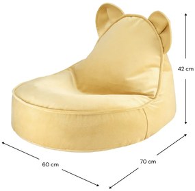 Жълт кадифен детски пуф Bear – Wigiwama