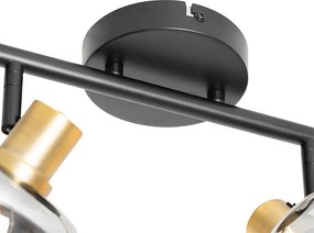 Интелигентен таванен прожектор черен със злато и димно стъкло 4 светлини вкл. 4 Wifi P45 - Zuzanna