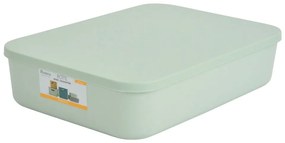 Светлозелена пластмасова кутия за съхранение с капак 35,5x25,5x8 cm – Homéa