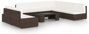 3067166 vidaXL Градински комплект с възглавници, 8 части, кафяв полиратан