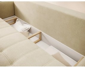 Бежов кадифен сгъваем/с място за съхранение диван 242 cm Weltton – ELTAP