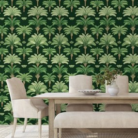 Тапет – Зелени палми на тъмен фон