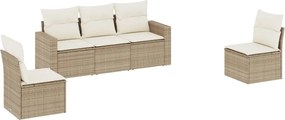 3218778 vidaXL Градински комплект диван с възглавници 5 части бежов полиратан