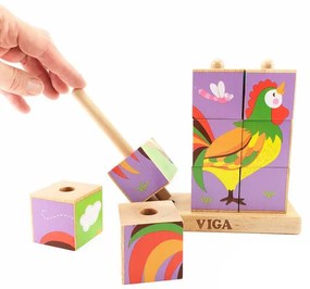 Дървени кубчета - Домашни животни - Viga Toys