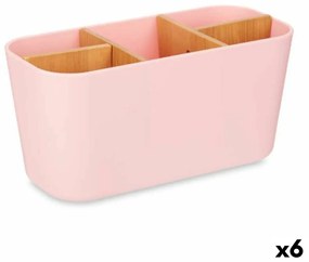 Поставка за четка за зъби Розов Бамбук полипропилен 21 x 10 x 9 cm (6 броя)