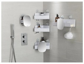 Бели ъглови самоносещи пластмасови рафтове за баня в комплект от 2 EasyStore - Joseph Joseph