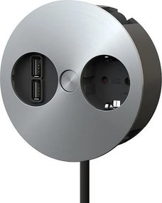 BACHMANN Модул TWIST с 1х Шуко и USB тип A+A, с кабел 2м, цвят Инокс,  - B931.031