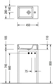 Умивалник Serel Tetra 45