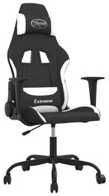 3143719 vidaXL Гейминг стол, черно и бяло, плат