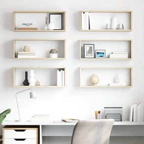 807144 vidaXL Стенни кубични рафтове, 6 бр, дъб сонома, 60x15x23 см
