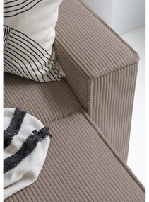 Бежов разтегателен ъглов диван от рипсено кадифе (ляв ъгъл/"U" форма) Brave Dave – Miuform