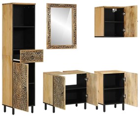 3206316 vidaXL Комплект мебели за баня, 5 части, масивна мангова дървесина