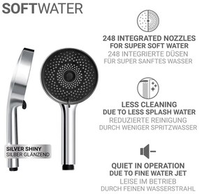 Пластмасова душ глава в сребрист цвят ø 12 cm Softwater – Wenko