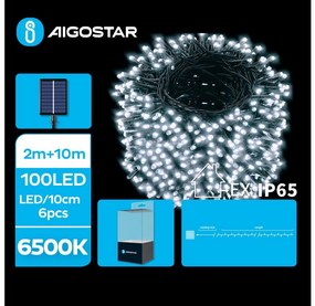 Aigostar - LED соларни коледни лампички 100xLED/8 функции 12 м IP65 студено бял