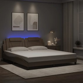 3214040 vidaXL Рамка за легло Viana с LED без матрак, капучино, 180x200 см