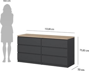 Тъмносив скрин 154x76x50 cm Naia – Tvilum